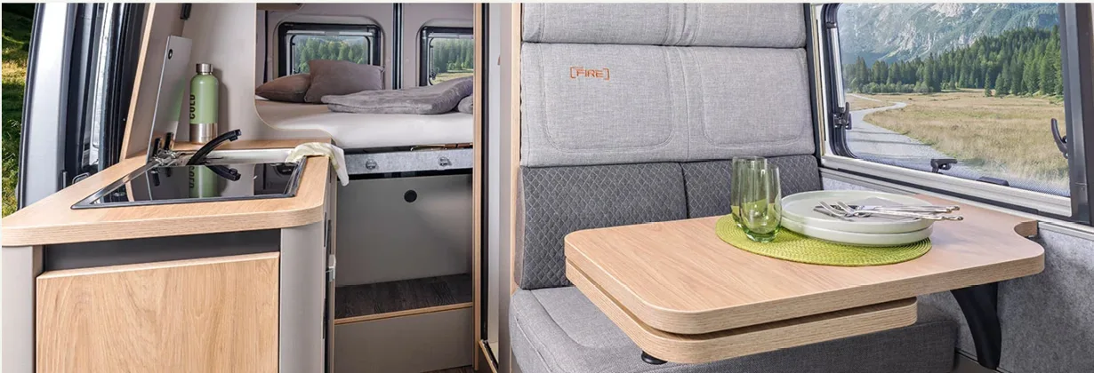 Grijs interieur van de Weinsberg CaraBus GREY EDITION [FIRE]