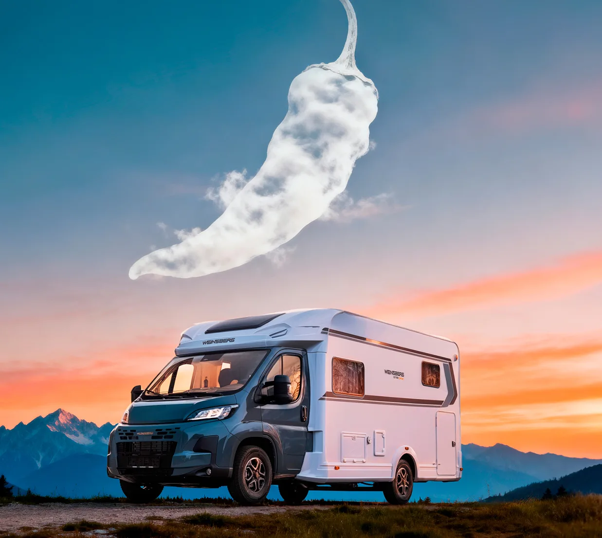 Weinsberg CaraSuite EDITION [SPICY] bij zonsondergang